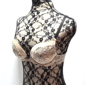 Victoria's Secret Dream Angel Push Up Ivory with Floral Lace Overlay Size 34A